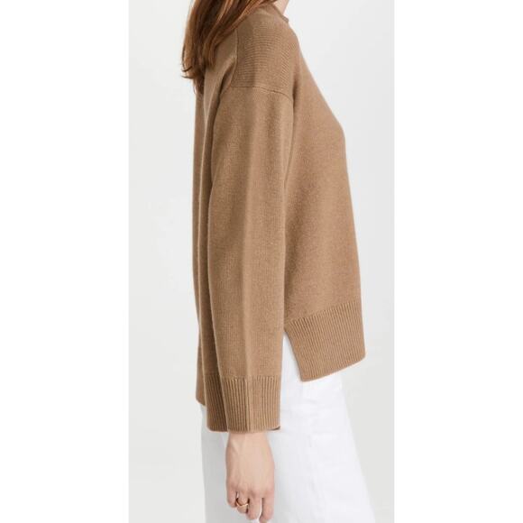 Theory Button Up 100% Cashmere Crew Neck Sweater in Beige Canvas Color XS $445 - Picture 2 of 12
